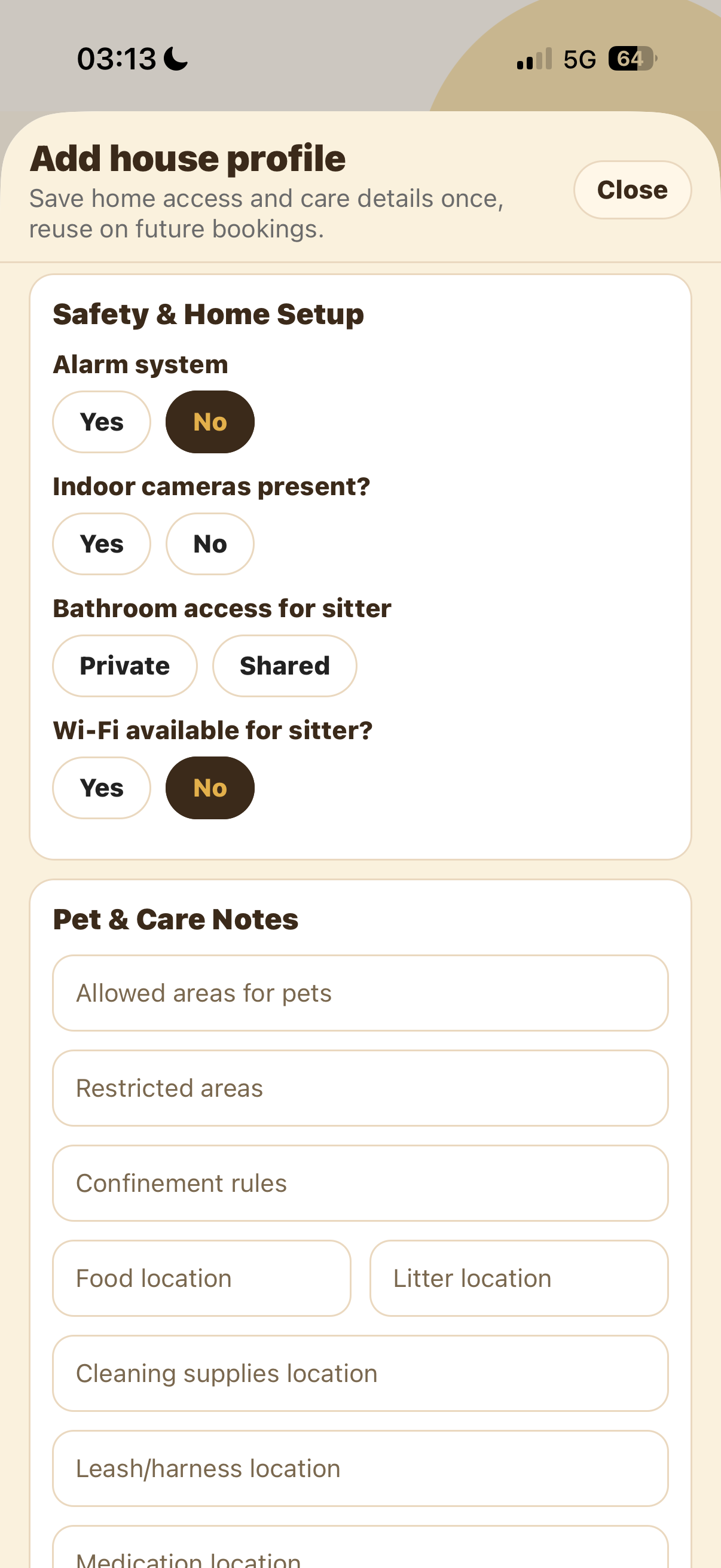 Add house profile safety and home setup section