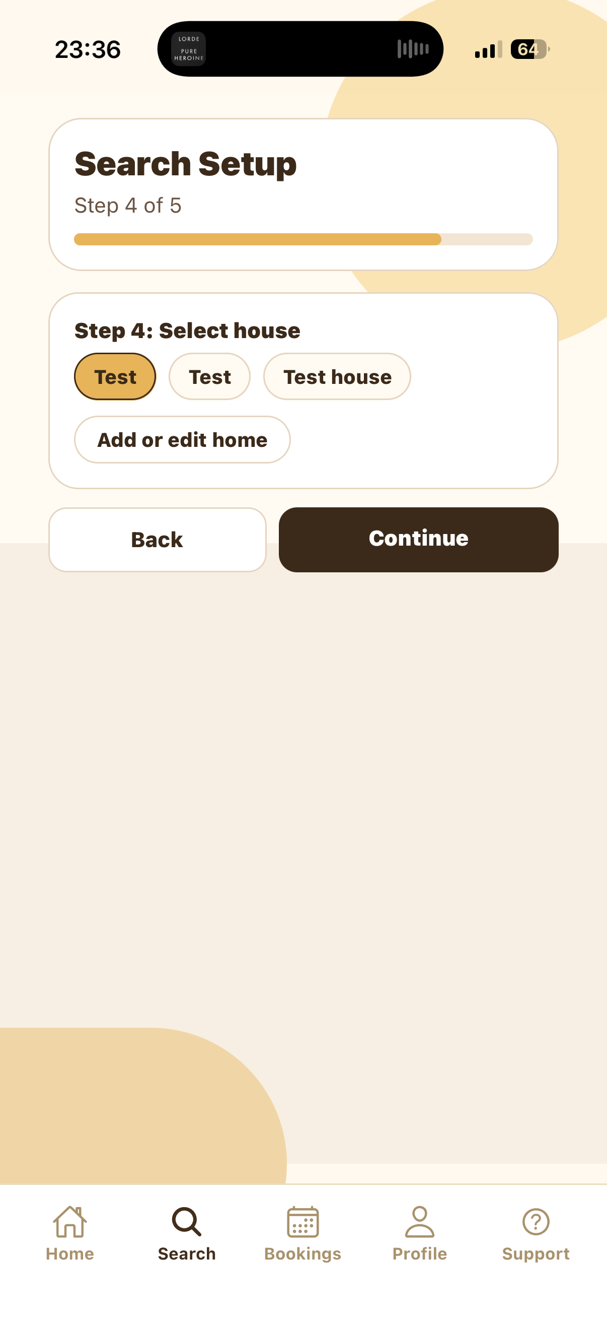 Search Setup Step 4 selecting a home for House Sitting