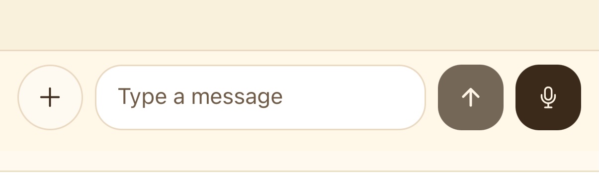 Booking chat input bar with a plus icon to the left of the message box